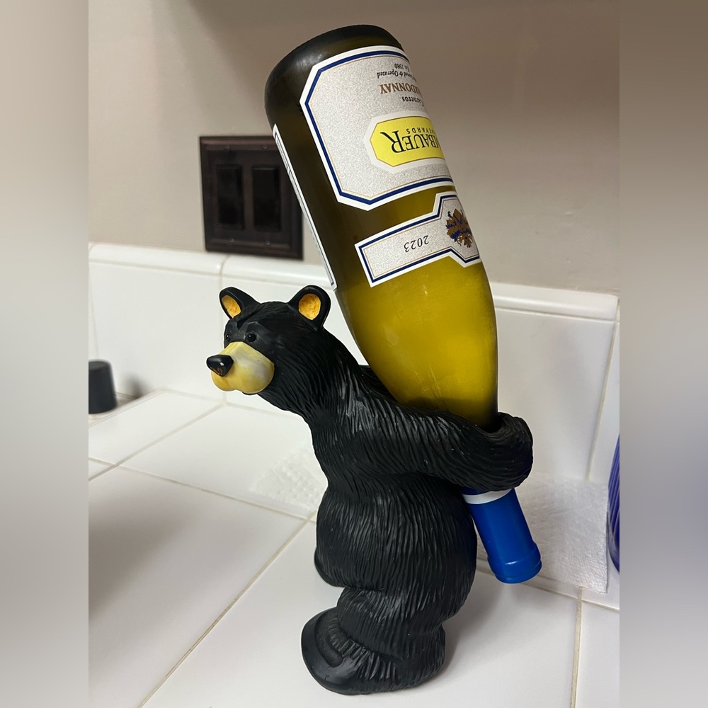 Vintage, Barefoot Collectable “Julio”Bear Wine Bottle Holder.